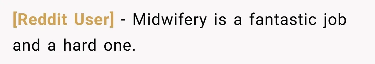 [Reddit User] − Midwifery is a fantastic job and a hard one.