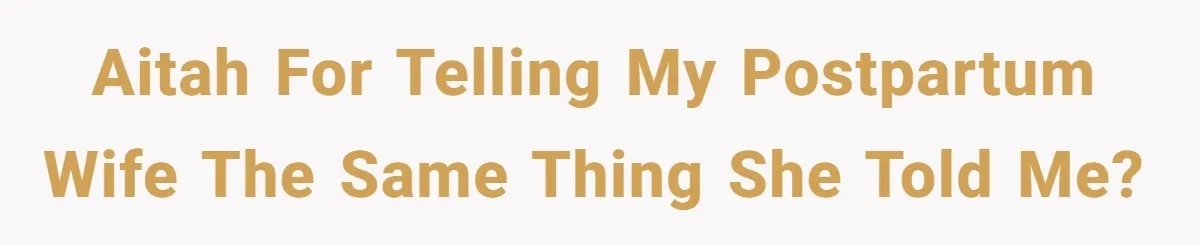 AITAH for telling my postpartum wife the same thing she told me?