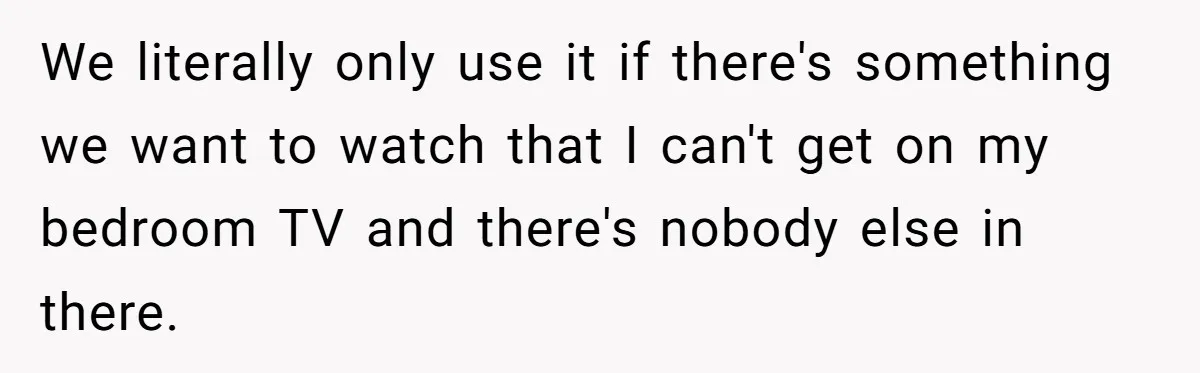 We literally only use it if there's something we want to watch that I can't get on my bedroom TV and there's nobody else in there.