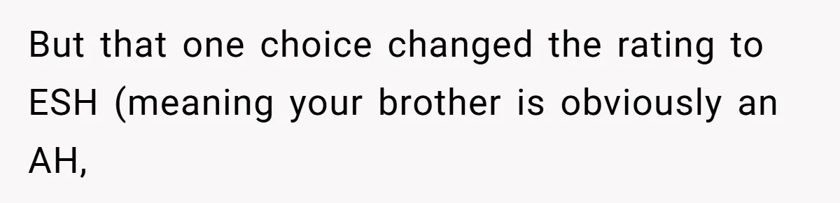 Landlord Sells Rental House After Brother Stops Paying Rent And Refuses Maintenance But that one choice changed the rating to ESH (meaning your brother is obviously an AH,