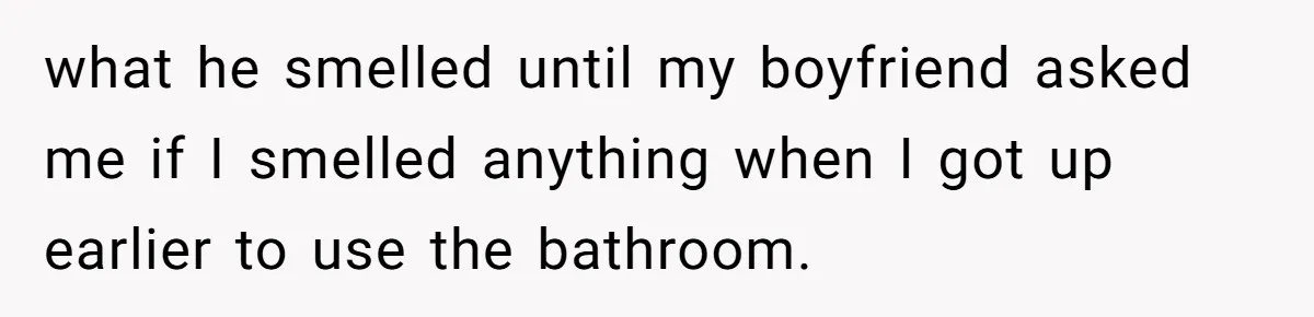 what he smelled until my boyfriend asked me if I smelled anything when I got up earlier to use the bathroom.