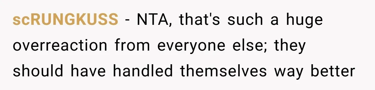 scRUNGKUSS − NTA, that's such a huge overreaction from everyone else; they should have handled themselves way better