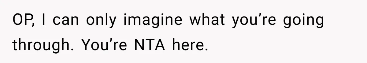 OP, I can only imagine what you’re going through. You’re NTA here.