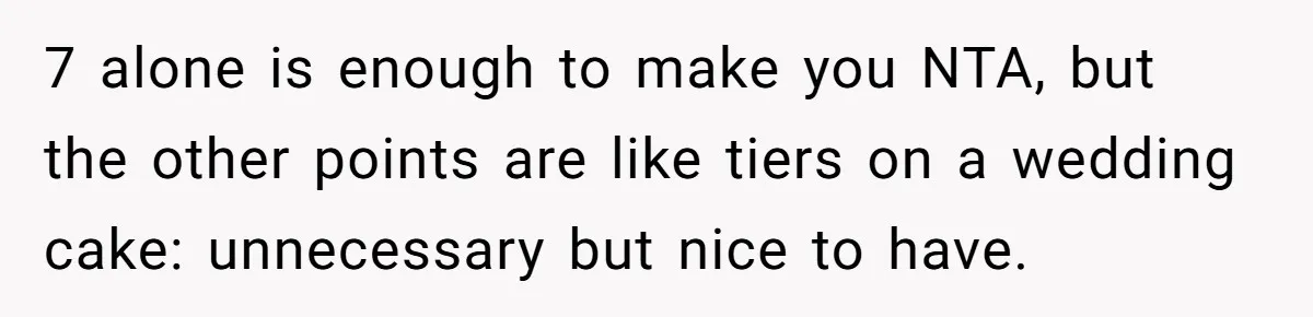 A Redditor’s Refusal To Fund A Friend’s Lavish Wedding Sparks Entitlement Outrage 7 alone is enough to make you NTA, but the other points are like tiers on a wedding cake: unnecessary but nice to have.
