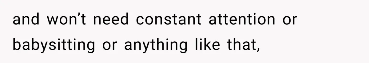and won’t need constant attention or babysitting or anything like that,