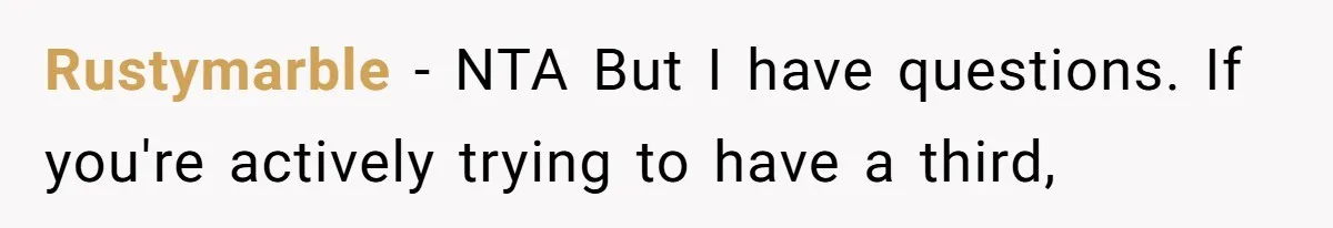 Husband Stunned After Wife Secretly Signs Up To Be Surrogate Without Telling Him Rustymarble − NTA But I have questions. If you're actively trying to have a third,