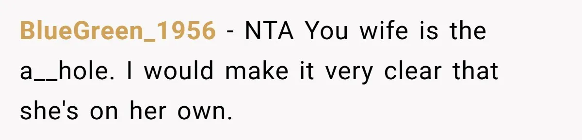Husband Stunned After Wife Secretly Signs Up To Be Surrogate Without Telling Him BlueGreen_1956 − NTA You wife is the a__hole. I would make it very clear that she's on her own.