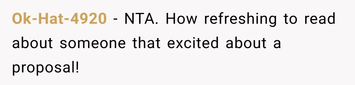 Ok-Hat-4920 − NTA. How refreshing to read about someone that excited about a proposal!