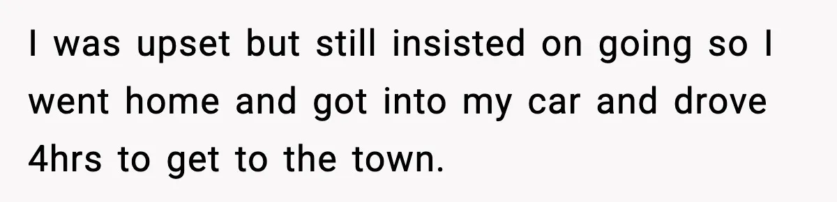 Husband Cancels Wife’s Ticket To Stop Her From Attending Sister’s Wedding, She Drives Anyway I was upset but still insisted on going so I went home and got into my car and drove 4hrs to get to the town.