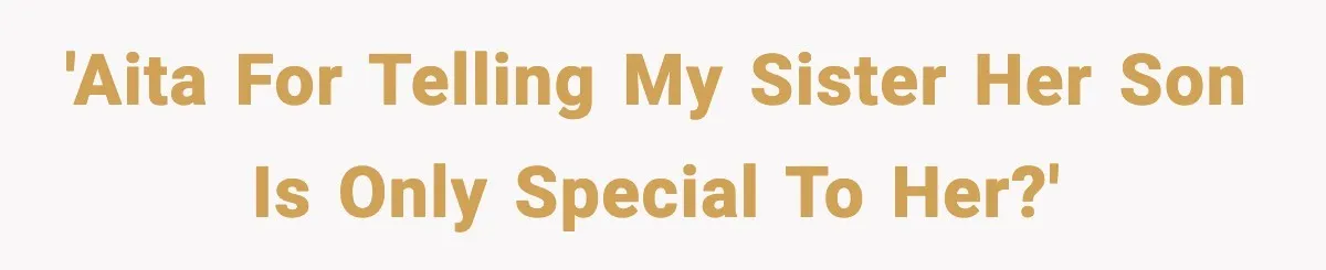 'AITA for telling my sister her son is only special to her?'