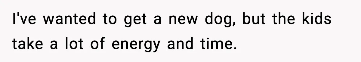 I've wanted to get a new dog, but the kids take a lot of energy and time.