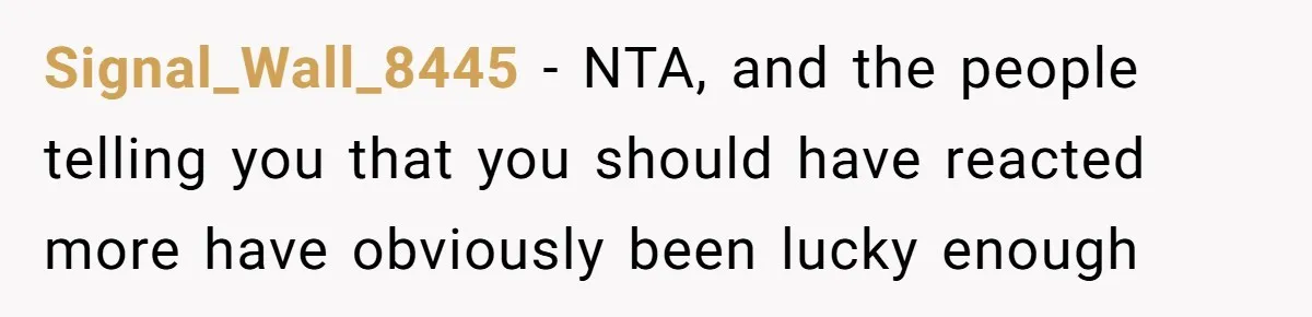 Signal_Wall_8445 − NTA, and the people telling you that you should have reacted more have obviously been lucky enough