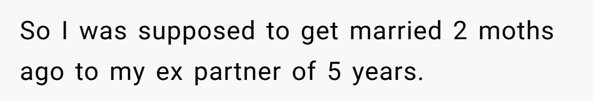 So I was supposed to get married 2 moths ago to my ex partner of 5 years.