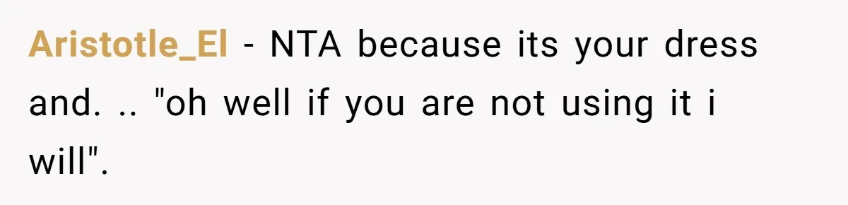 Aristotle_El − NTA because its your dress and. .. "oh well if you are not using it i will".
