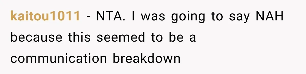 kaitou1011 − NTA. I was going to say NAH because this seemed to be a communication breakdown