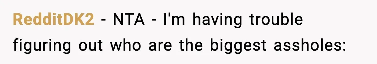 RedditDK2 − NTA - I'm having trouble figuring out who are the biggest assholes: