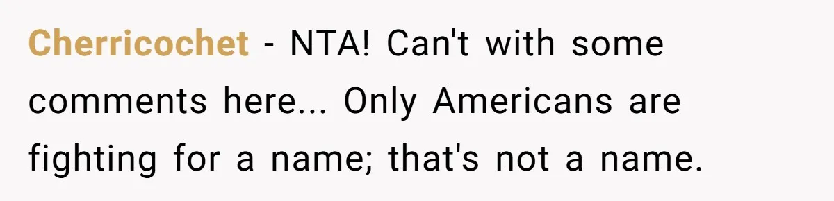 Cherricochet − NTA! Can't with some comments here... Only Americans are fighting for a name; that's not a name.