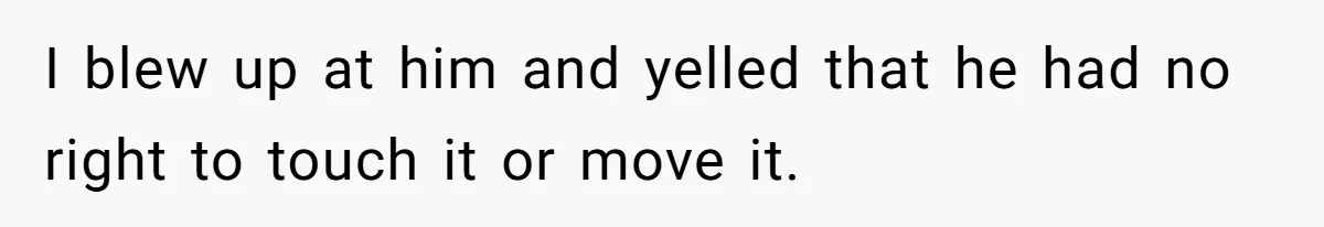 I blew up at him and yelled that he had no right to touch it or move it.