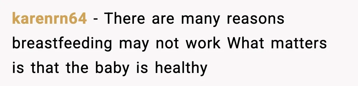 karenrn64 - There are many reasons breastfeeding may not work What matters is that the baby is healthy
