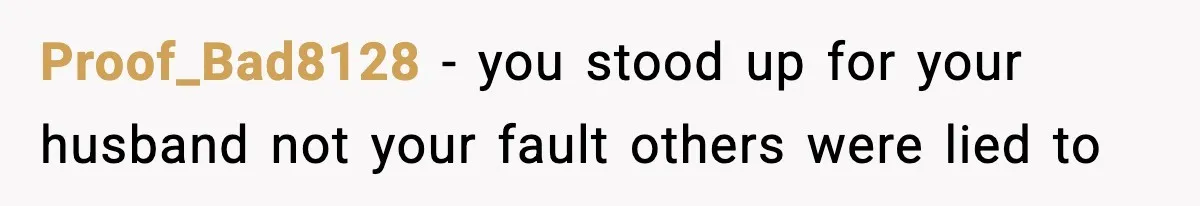 Woman Stands Up for Husband After In-Laws Criticize His Life Choices Proof_Bad8128 - you stood up for your husband not your fault others were lied to