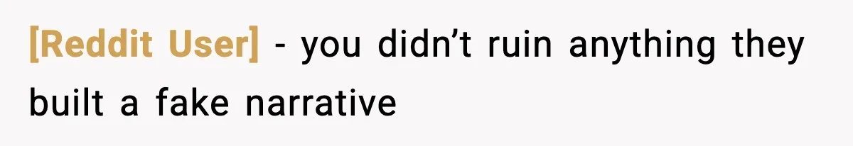 [Reddit User] - you didn’t ruin anything they built a fake narrative