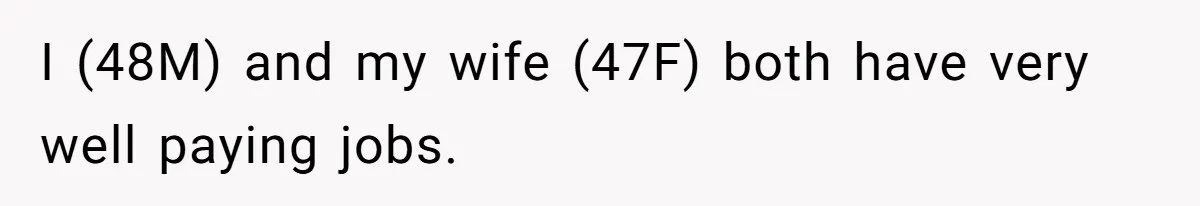 I (48M) and my wife (47F) both have very well paying jobs.