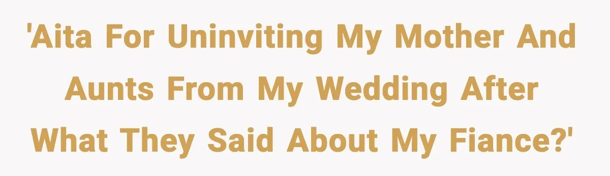 'AITA for uninviting my mother and aunts from my wedding after what they said about my fiance?'