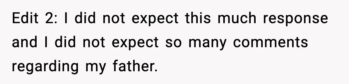 Edit 2: I did not expect this much response and I did not expect so many comments regarding my father.