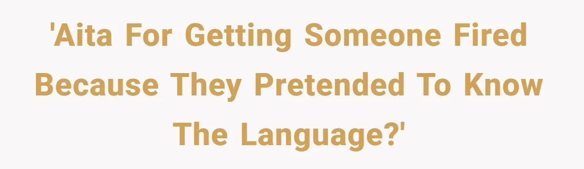 Woman Rejected Over Native Language, Then Outs The Interviewer Who Faked Fluency 'AITA for getting someone fired because they pretended to know the language?'