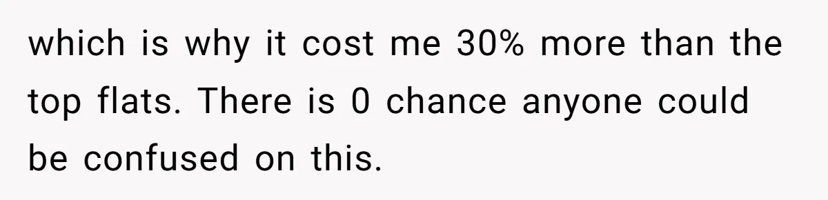 which is why it cost me 30% more than the top flats. There is 0 chance anyone could be confused on this.