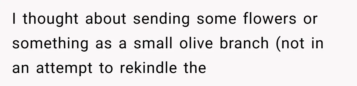 I thought about sending some flowers or something as a small olive branch (not in an attempt to rekindle the