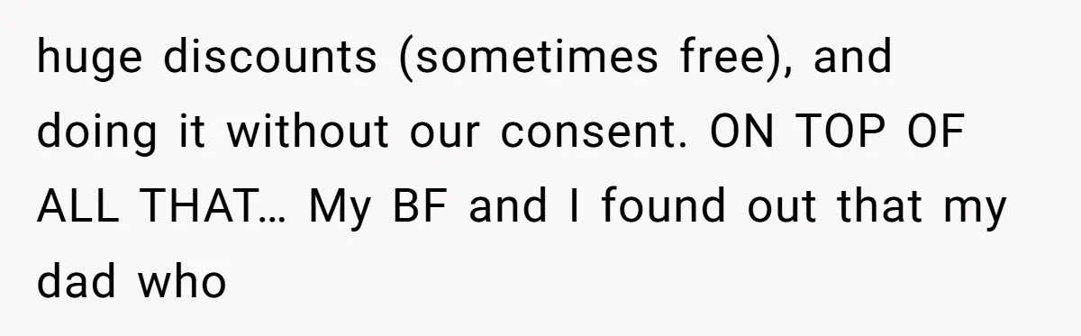 Is Blood Always Thicker Than Business? Standing Her Ground Against Greedy Relatives huge discounts (sometimes free), and doing it without our consent. ON TOP OF ALL THAT… My BF and I found out that my dad who