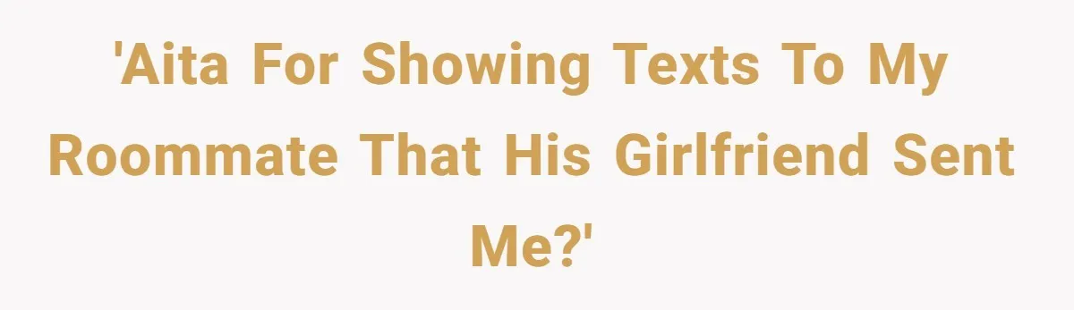 She Exposed The Girlfriend’s Text Meltdown, Now Friends Say She Should’ve Stayed Quiet 'AITA for showing texts to my roommate that his girlfriend sent me?'