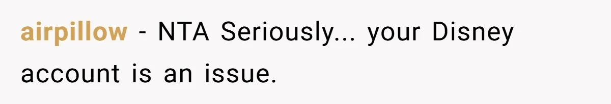 She Exposed The Girlfriend’s Text Meltdown, Now Friends Say She Should’ve Stayed Quiet airpillow − NTA Seriously... your Disney account is an issue.