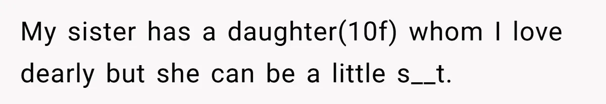 My sister has a daughter(10f) whom I love dearly but she can be a little s__t.
