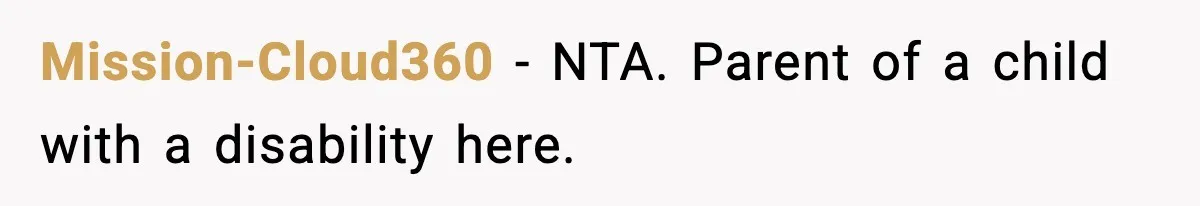 Mission-Cloud360 − NTA. Parent of a child with a disability here.