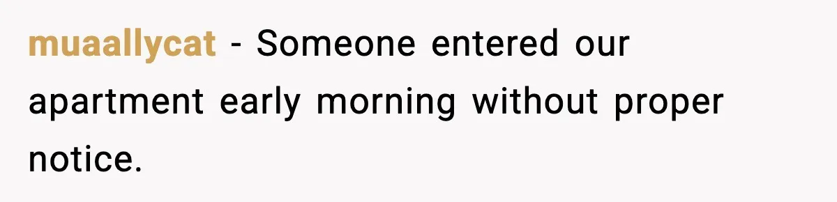 muaallycat - Someone entered our apartment early morning without proper notice.