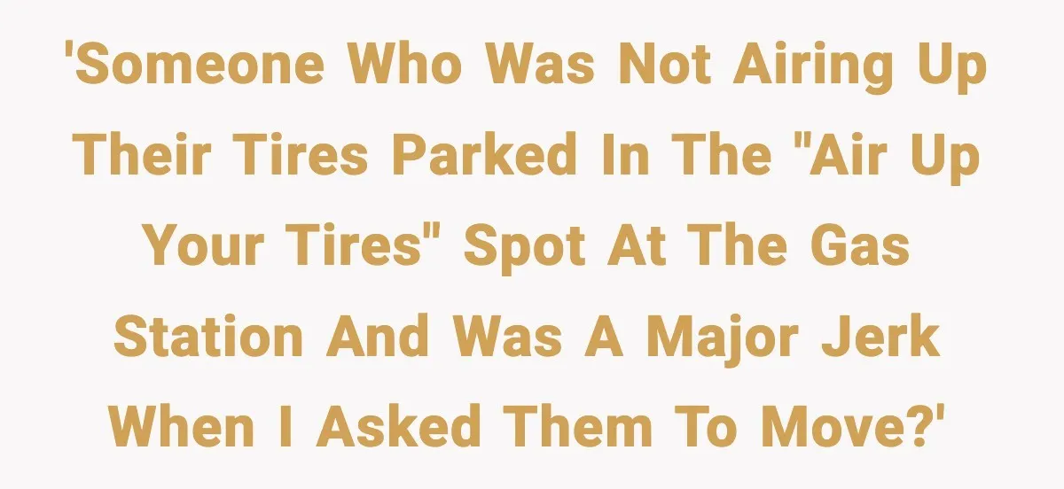 'Someone who was not airing up their tires parked in the "air up your tires" spot at the gas station and was a major jerk when I asked them to...