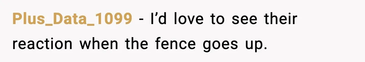 Plus_Data_1099 - I’d love to see their reaction when the fence goes up.