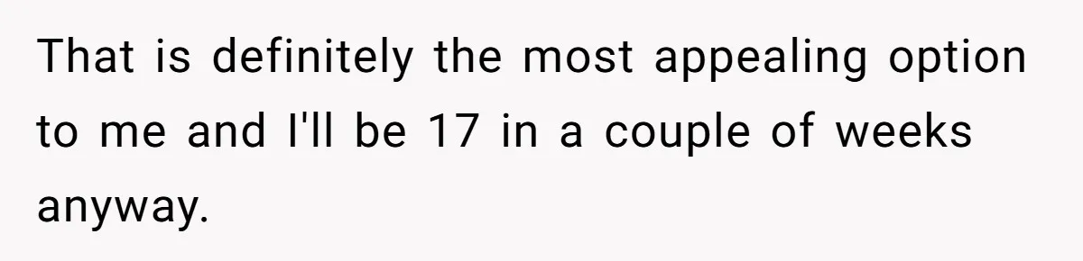 That is definitely the most appealing option to me and I'll be 17 in a couple of weeks anyway.