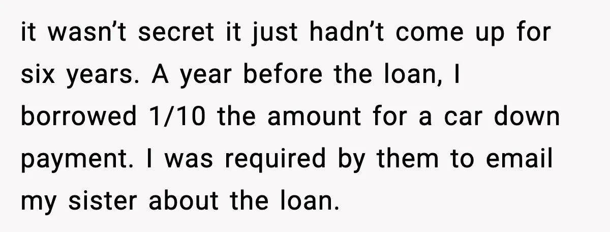 it wasn’t secret it just hadn’t come up for six years. A year before the loan, I borrowed 1/10 the amount for a car down payment. I was required by...