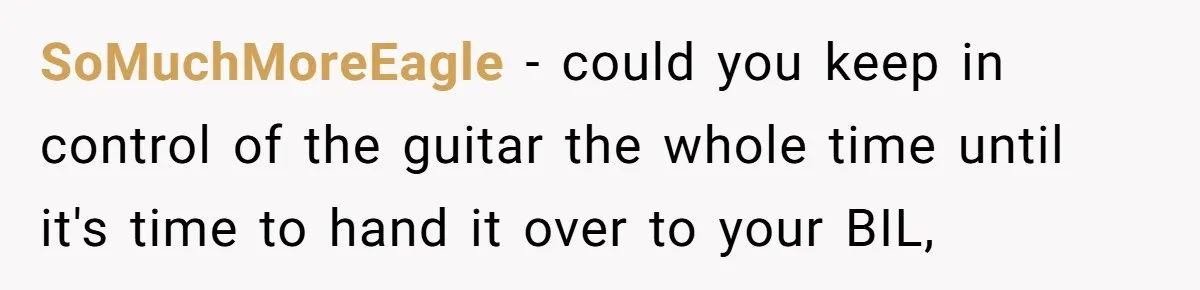 SoMuchMoreEagle − could you keep in control of the guitar the whole time until it's time to hand it over to your BIL,