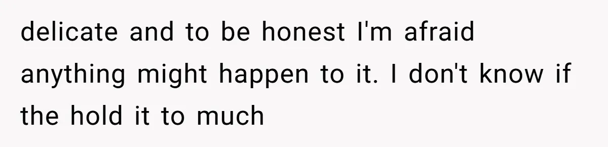 delicate and to be honest I'm afraid anything might happen to it. I don't know if the hold it to much