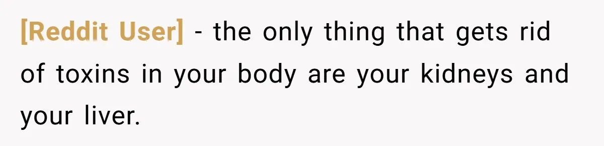[Reddit User] − the only thing that gets rid of toxins in your body are your kidneys and your liver.