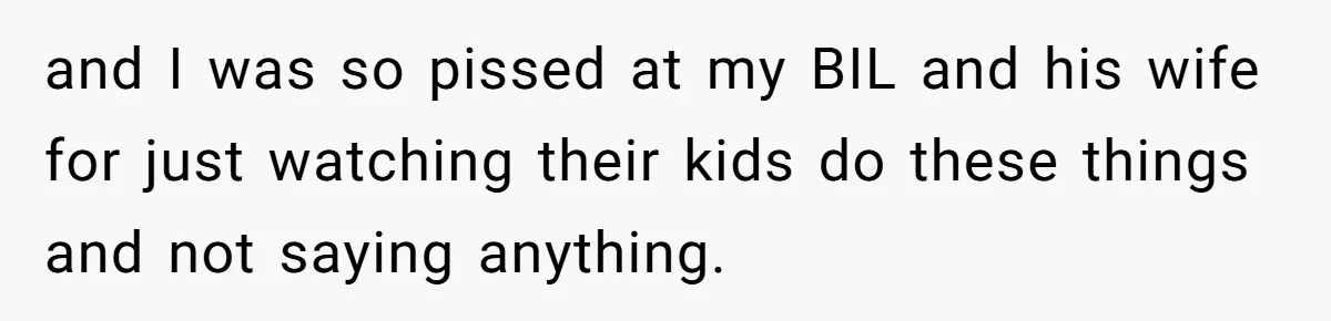 and I was so pissed at my BIL and his wife for just watching their kids do these things and not saying anything.