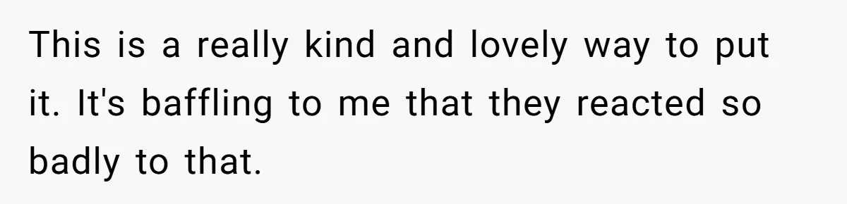 This is a really kind and lovely way to put it. It's baffling to me that they reacted so badly to that.