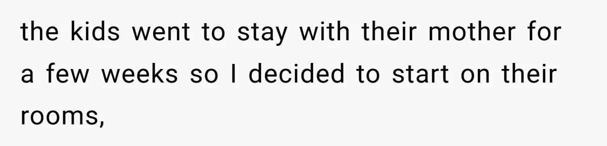 the kids went to stay with their mother for a few weeks so I decided to start on their rooms,