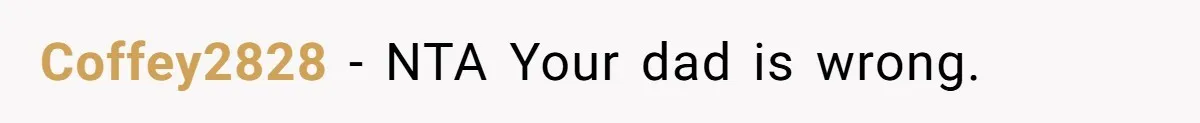 Coffey2828 − NTA Your dad is wrong.