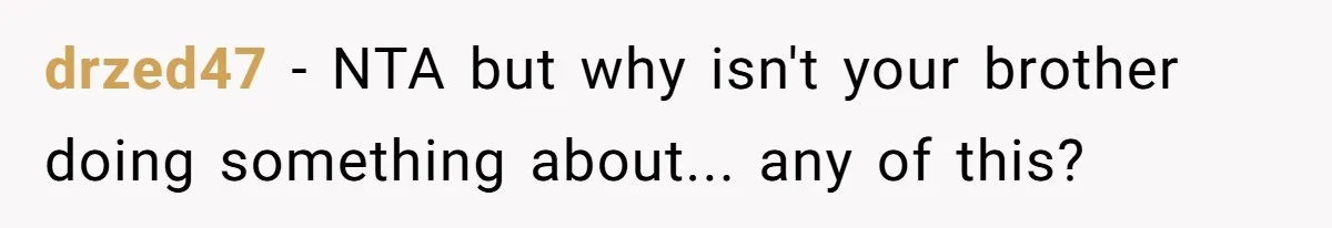 drzed47 − NTA but why isn't your brother doing something about... any of this?