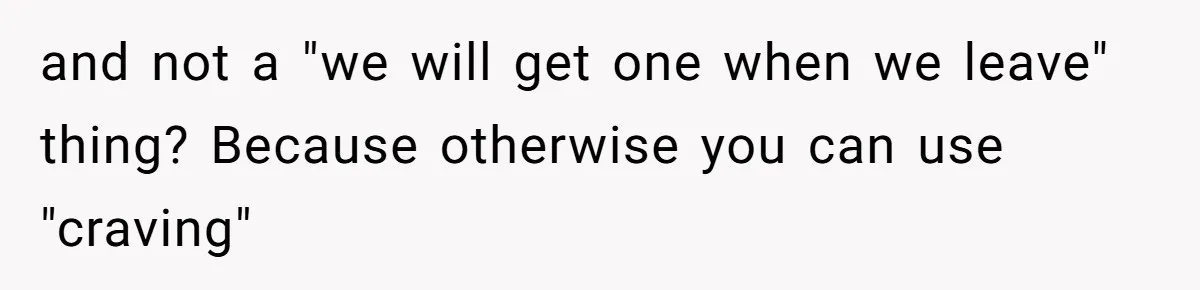 and not a "we will get one when we leave" thing? Because otherwise you can use "craving"